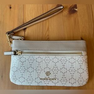 Nanette Lepore Beige Textured Wristlet Clutch